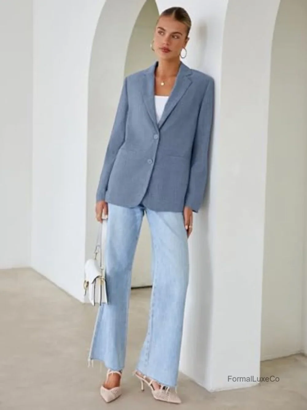 Oversized Open Front Blazer with Pockets